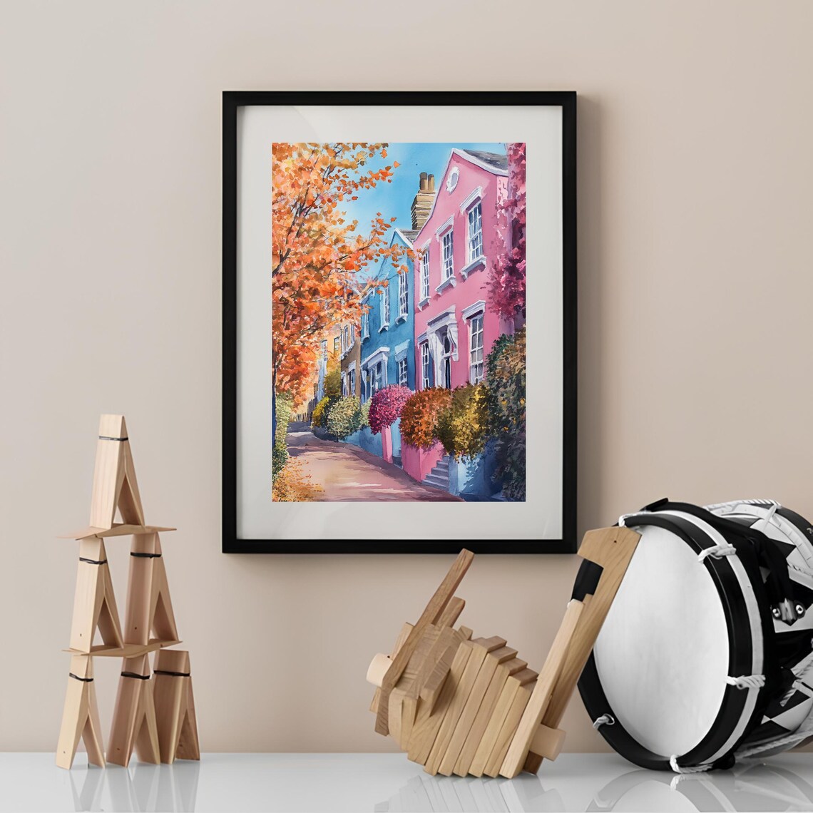 London Illustration Fall Soho Watercolor Art Print - Image 2