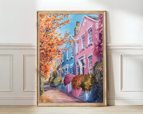 London Illustration Fall Soho Watercolor Art Print