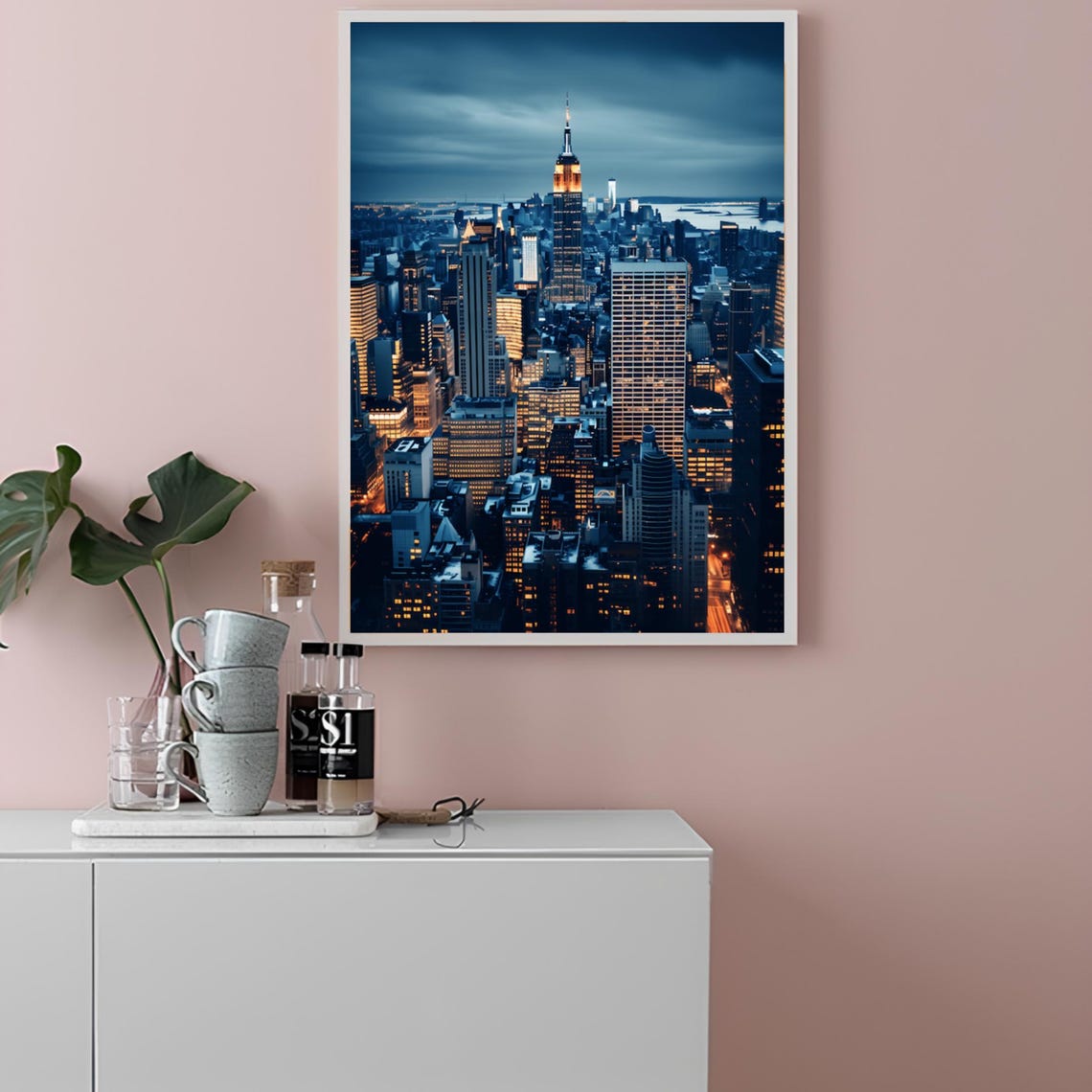 New York City Night Skyline Poster with the Empire State Building - Image 2