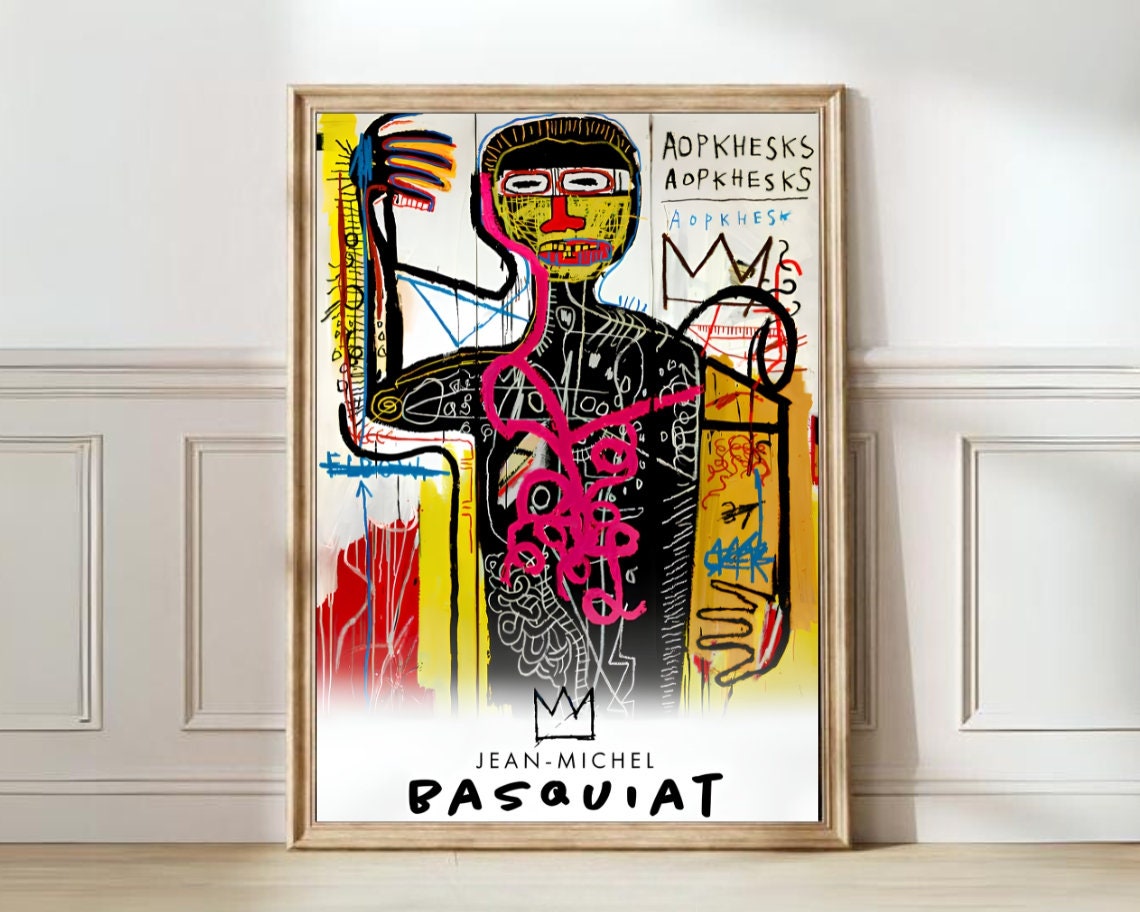 Jean Michel Basquiat Figure Crown Exhibition Neo Expressionist Poster