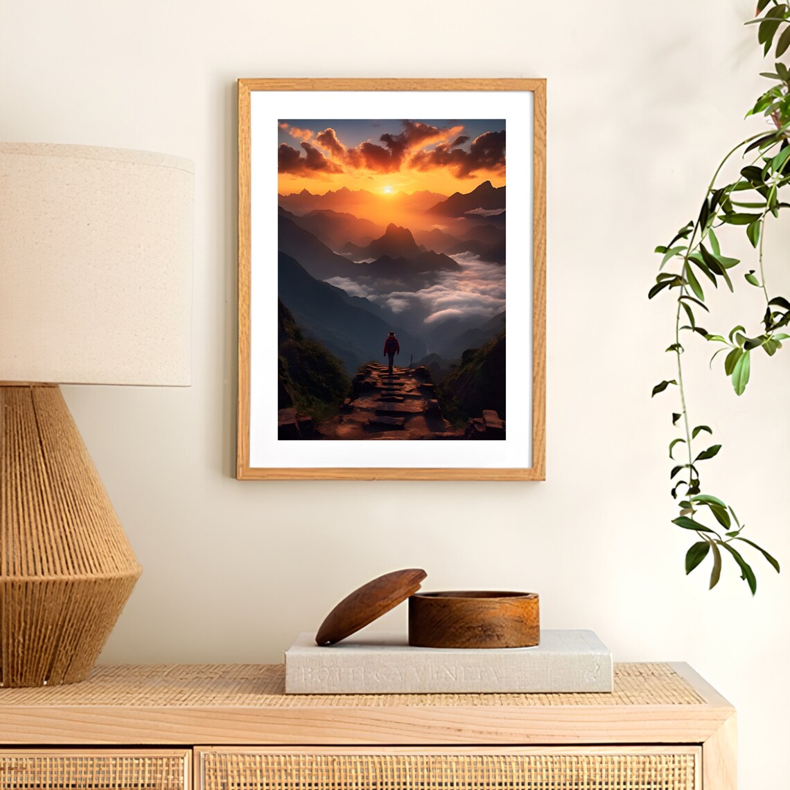 Vietnam Mountain Sunrise Lone Hiker Cloud Sea Adventure Poster - Image 3