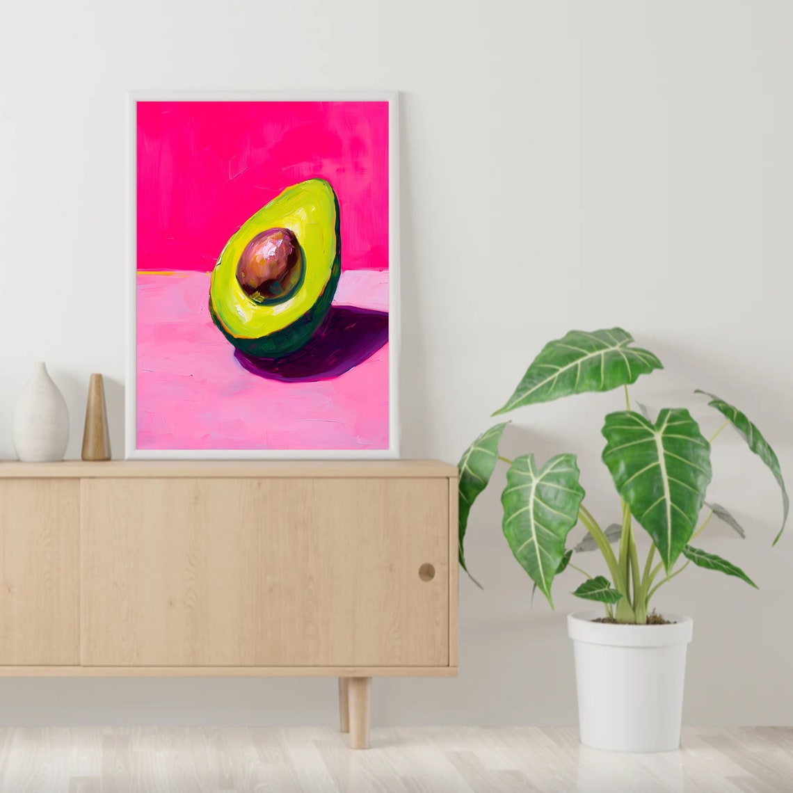 Avocado Half Hot Pink Background Pop Art Kitchen Fruit Poster - Image 2