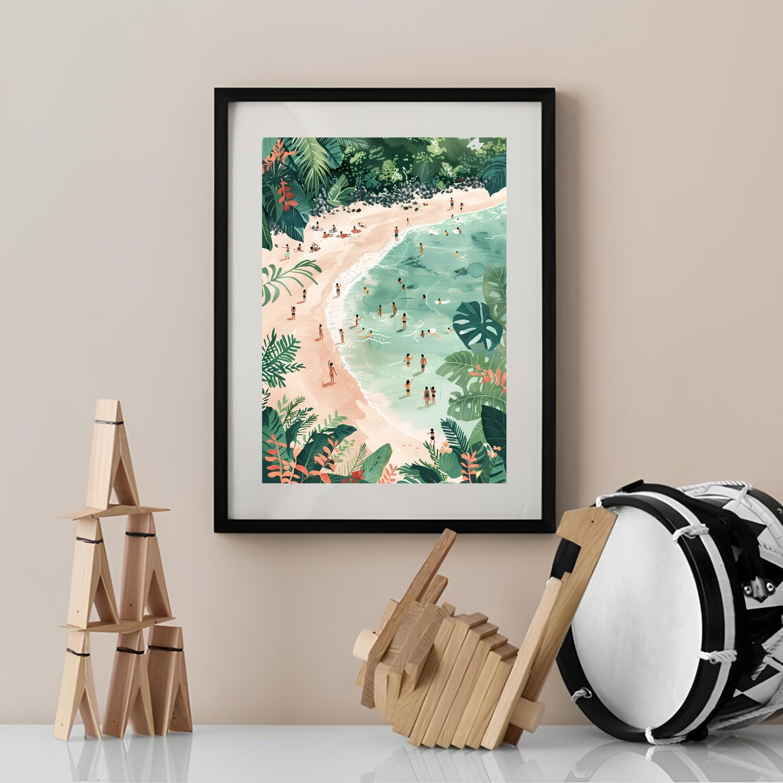 Thailand Illustration Beach Print, Floral Summer Nostalgia - Image 3