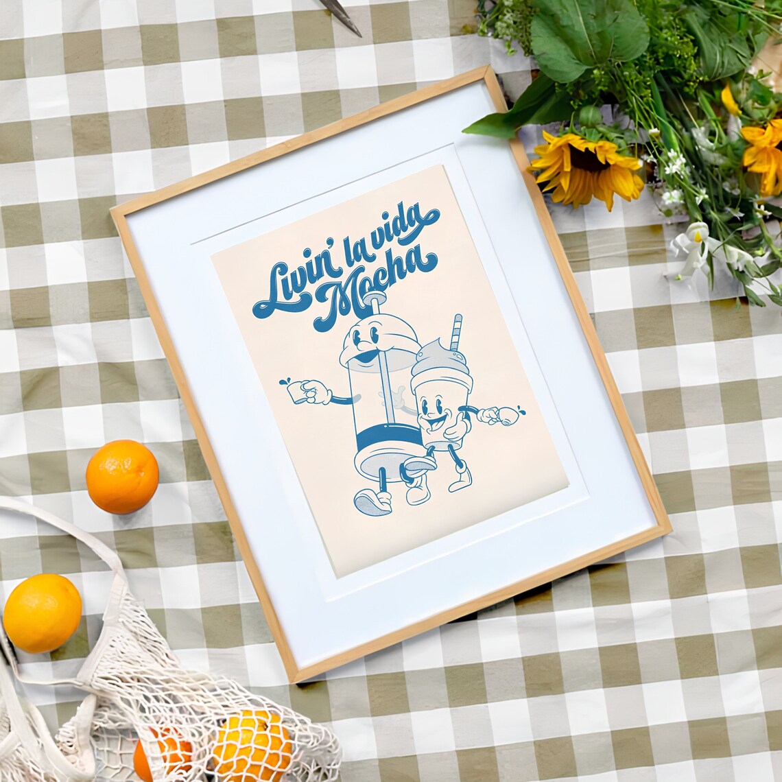 Livin La Vida Mocha Retro Coffee Mascot Fun Kitchen Typography Poster - Image 3