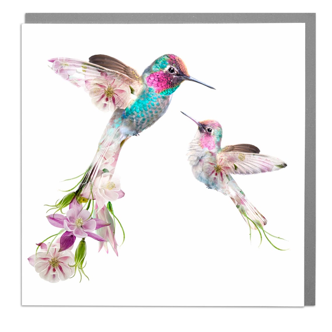 Two Hummingbirds Cute Greeting Card