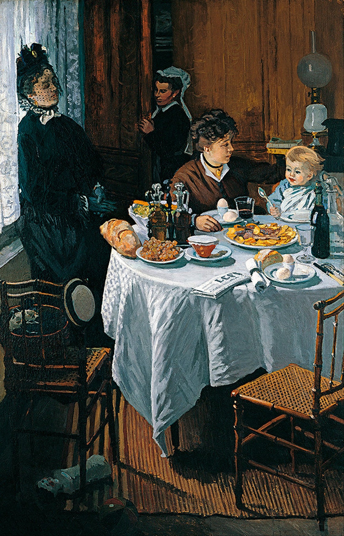 Claude Monet The Luncheon Family Dining Scene Painting Poster - Image 2