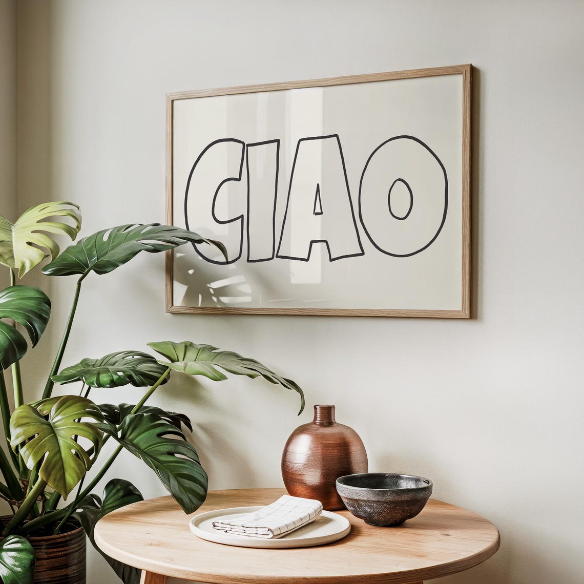 Ciao Italian Greeting Mid Century Modern Typography Kitchen Poster