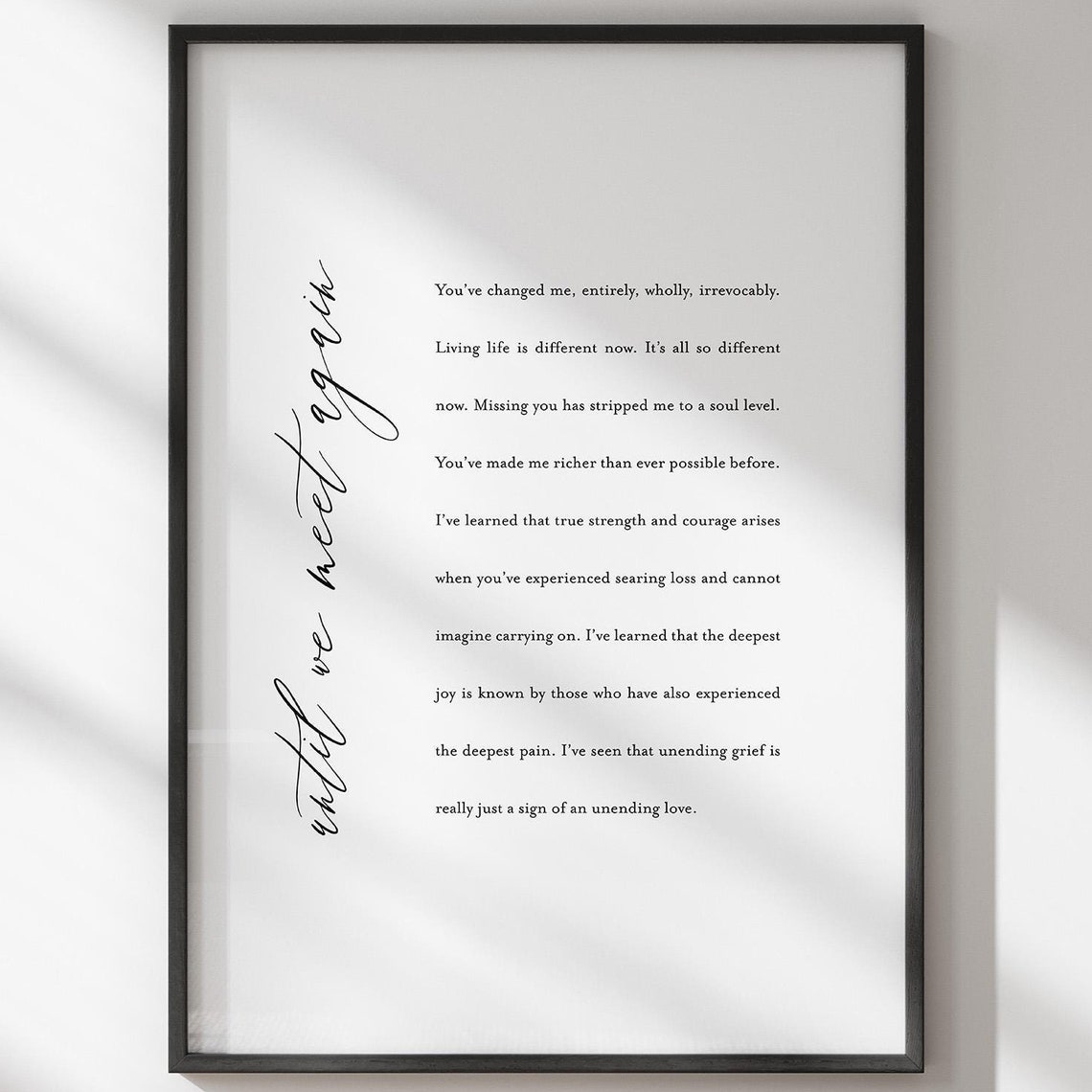 Until We Meet Again Grief Memorial Poem Sympathy Wall Poster