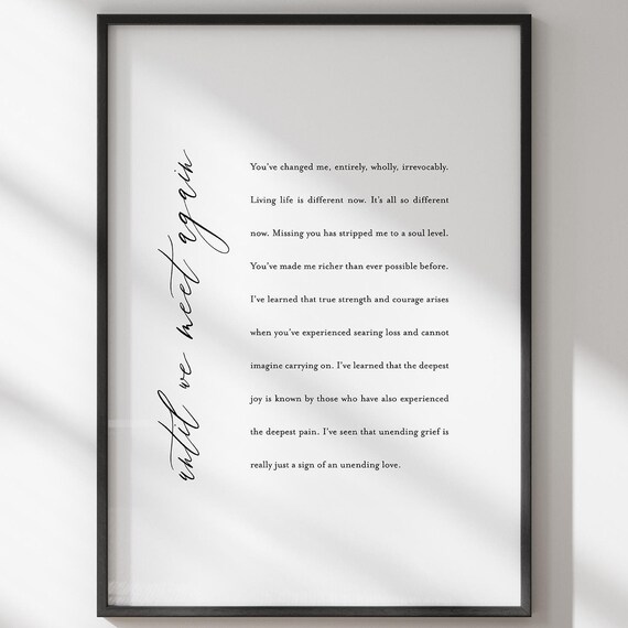 Until We Meet Again Grief Memorial Poem Sympathy Wall Poster
