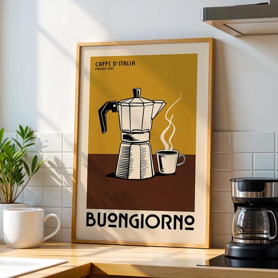 Italian Coffee Poster Bar Art Print Modern Kitchen Wall Vintage For