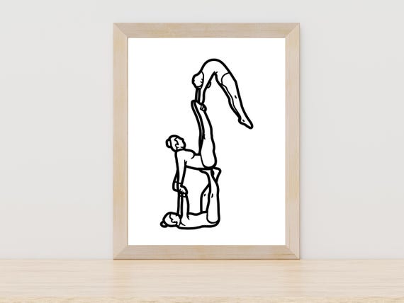 Gymnasts Sketch Drawing Of Gymnasts Gift For Gymnast Minimal Gymnastics Wall Art Sports Wall Decor Athlete Drawing Female Gymnast