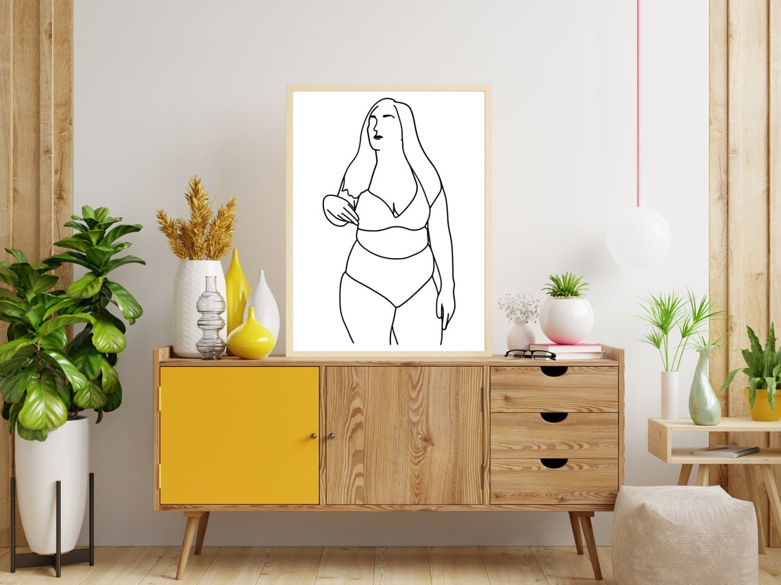 Confident Plus Size Woman Standing Line Art Body Positive Art Poster - Image 4