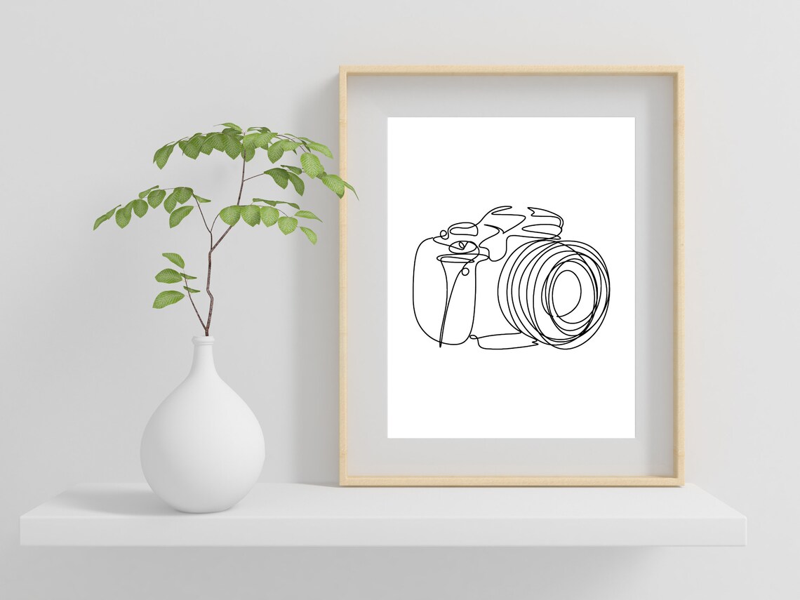 Vintage Camera Line Drawing Minimalist Photography Wall Poster - Image 2
