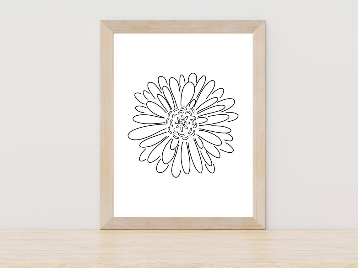 Daisy Bloom Continuous Line Drawing Minimalist Floral Botanical Poster