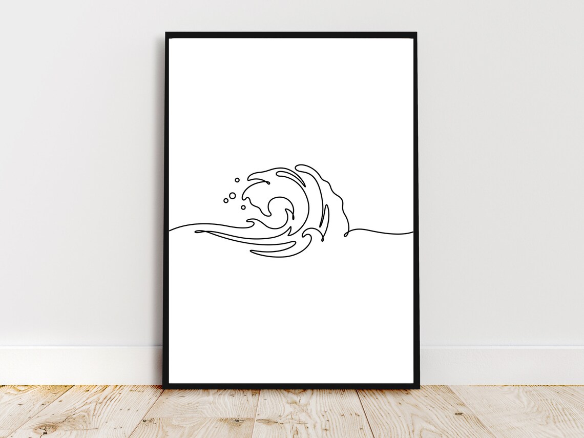 Minimalist Wave Line Art Ocean Waves Art Print - Image 4