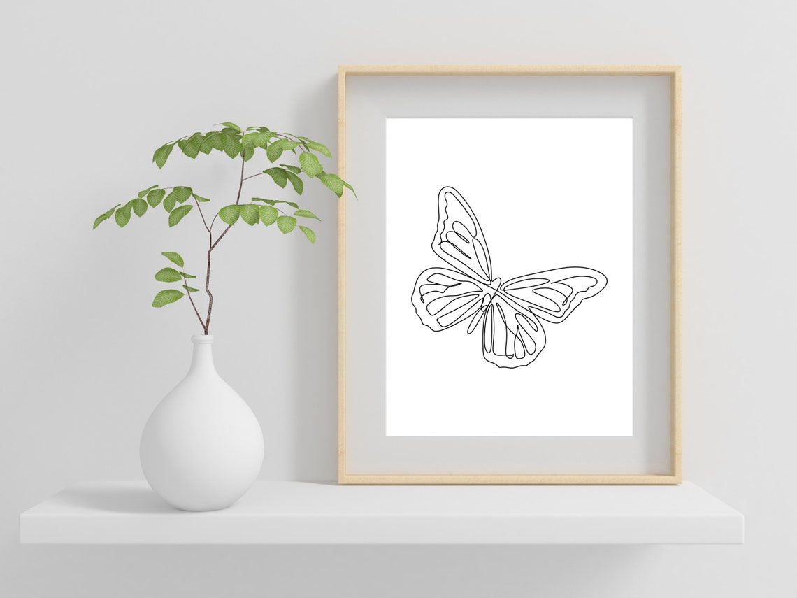 Minimalist Butterfly One Line Drawing Elegant Insect Art Poster - Image 2