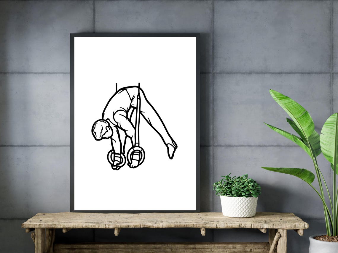 Male Gymnast Wall Line Art Gymnastics Wall Art Minimalist Gymnast Drawing Gymnastics Illustration Male Athlete Line Art Sports Line Art - Image 3