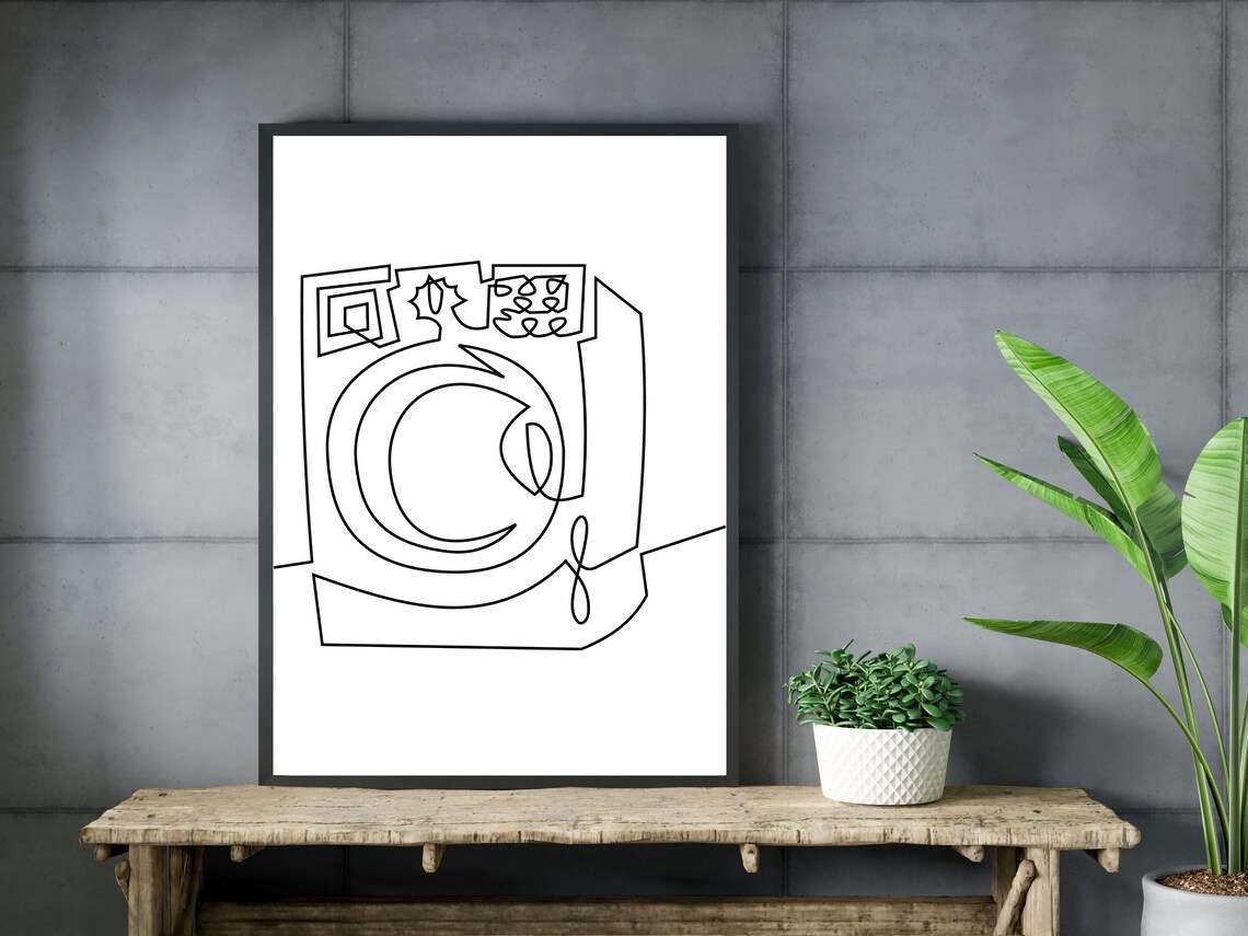 Washer Line Art Minimalist Bathroom Art Print - Image 3
