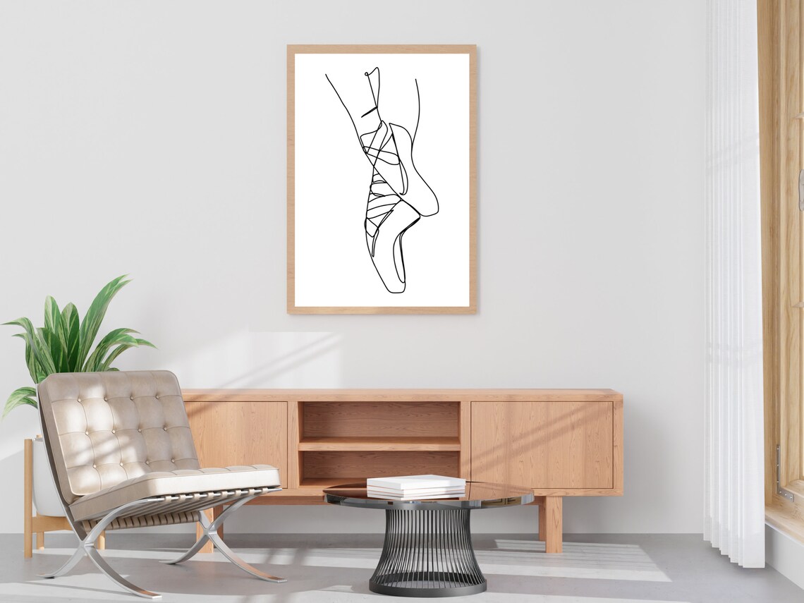 Minimalist Ballerina Slipper Line Art, Art Print - Image 4