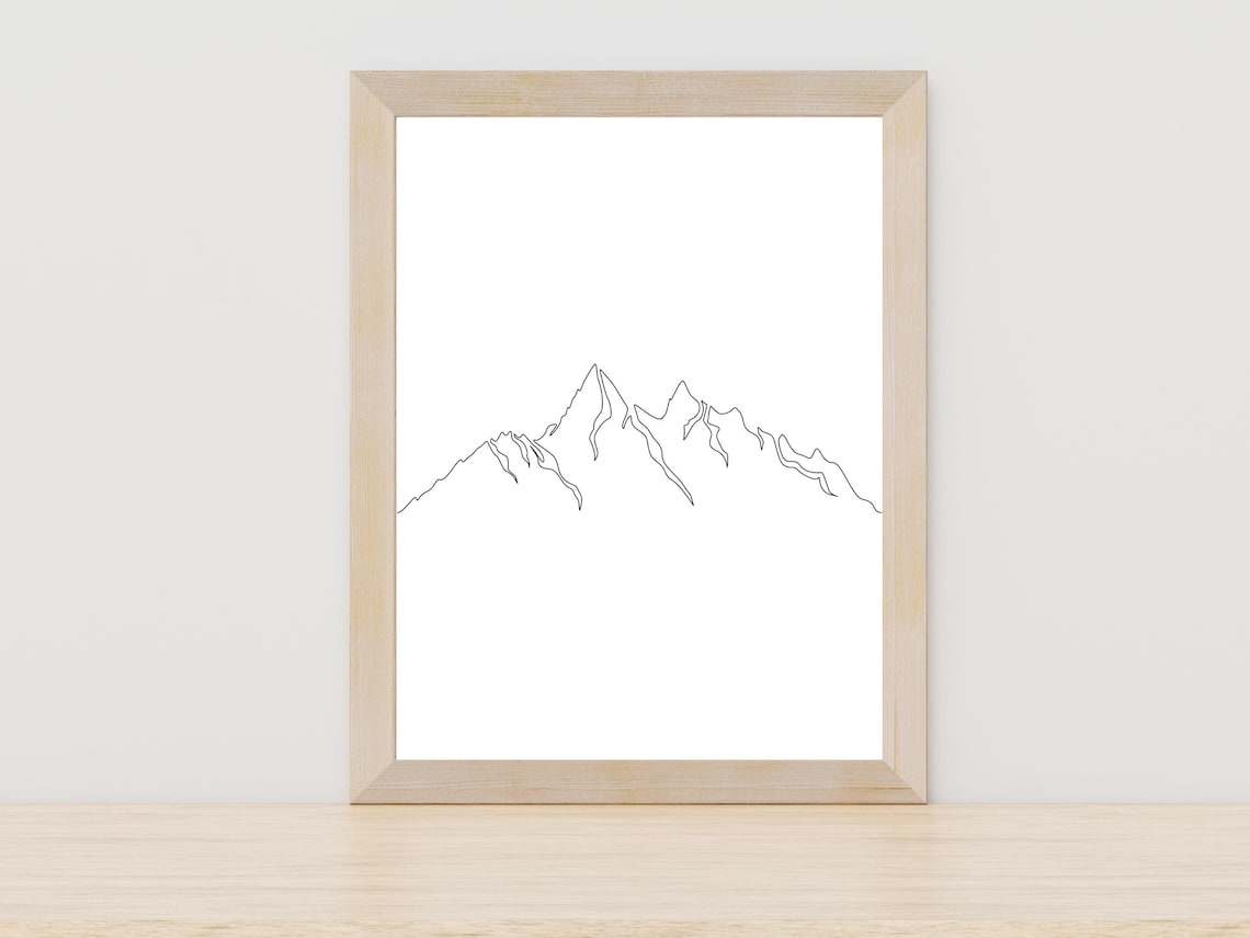 Minimalist Mountain Peaks Line Art Serene Nature Landscape Poster