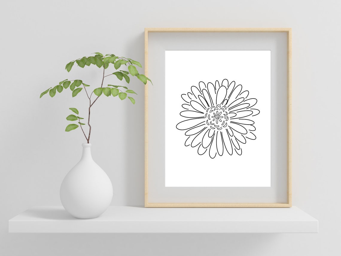 Daisy Bloom Continuous Line Drawing Minimalist Floral Botanical Poster - Image 2
