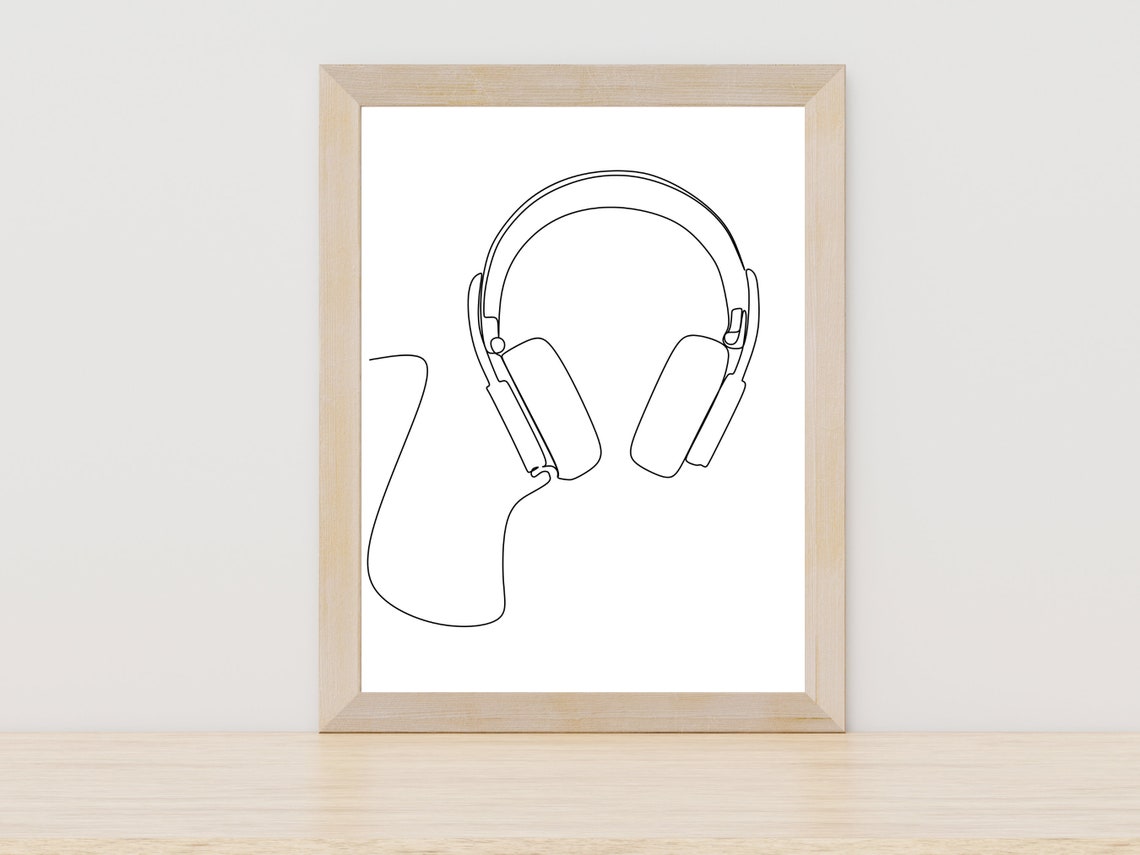 Minimalistic Headphones Line Art Poster Earphones Wall Art Music Room Wall Decor Headphones Wall Art Musician Wall Art Gift For Musician Art