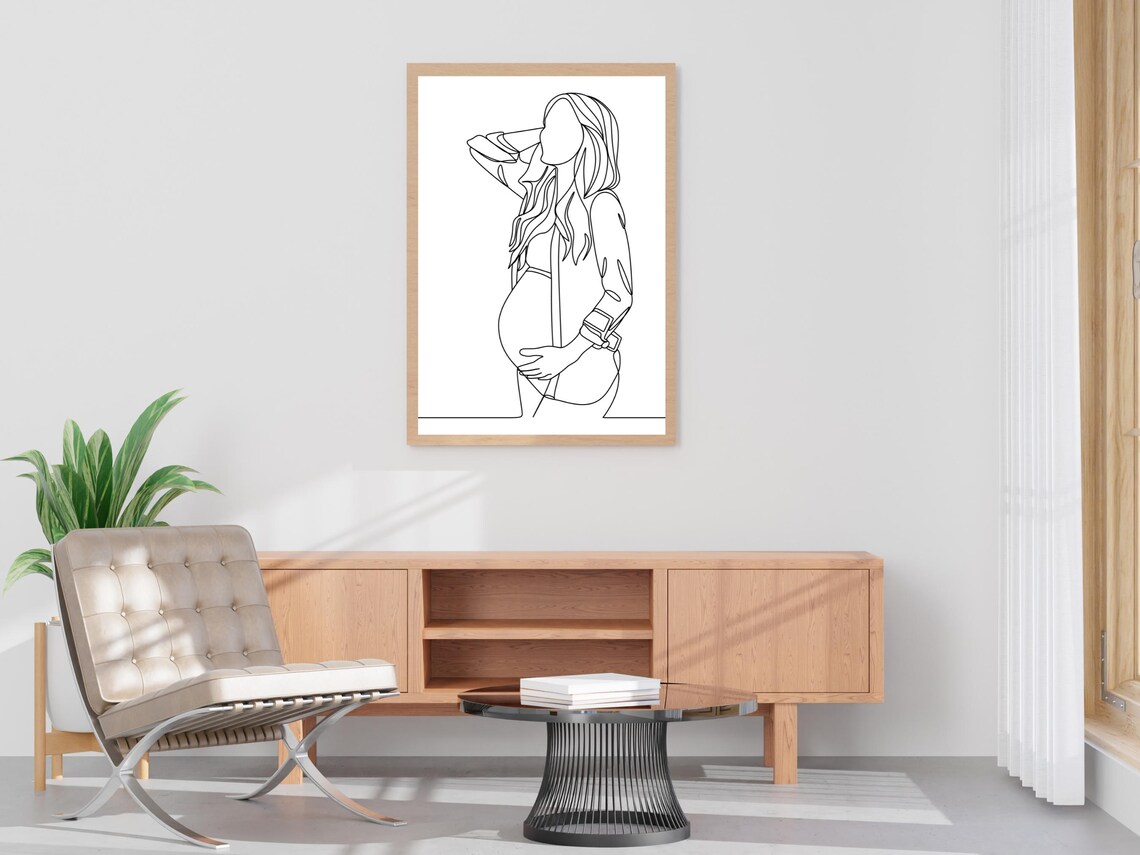 Pregnant Woman Line Art Expecting Mother Maternity Wall Poster - Image 4