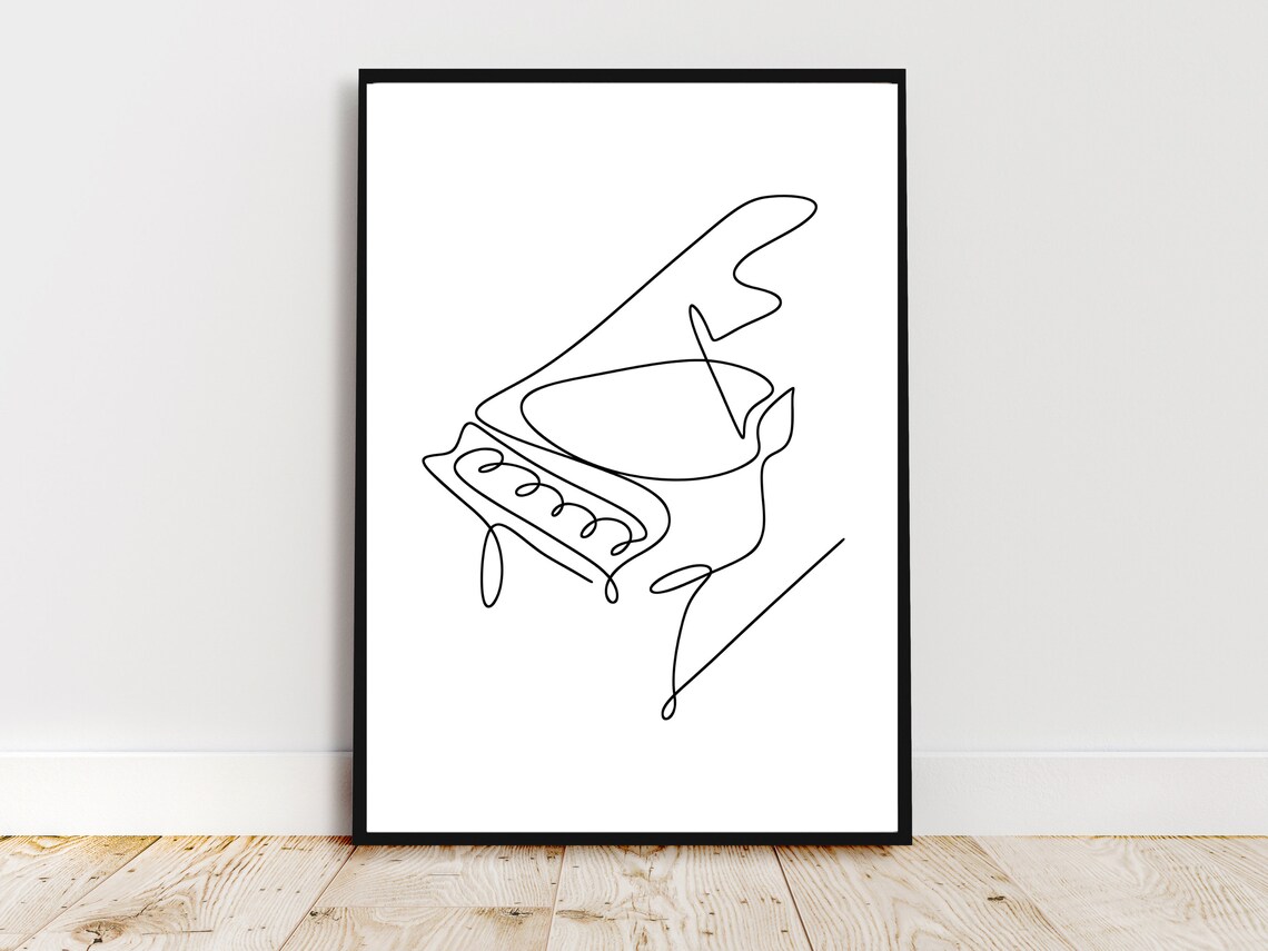 Grand Piano Single Line Drawing Minimalist Music Room Art Poster - Image 4