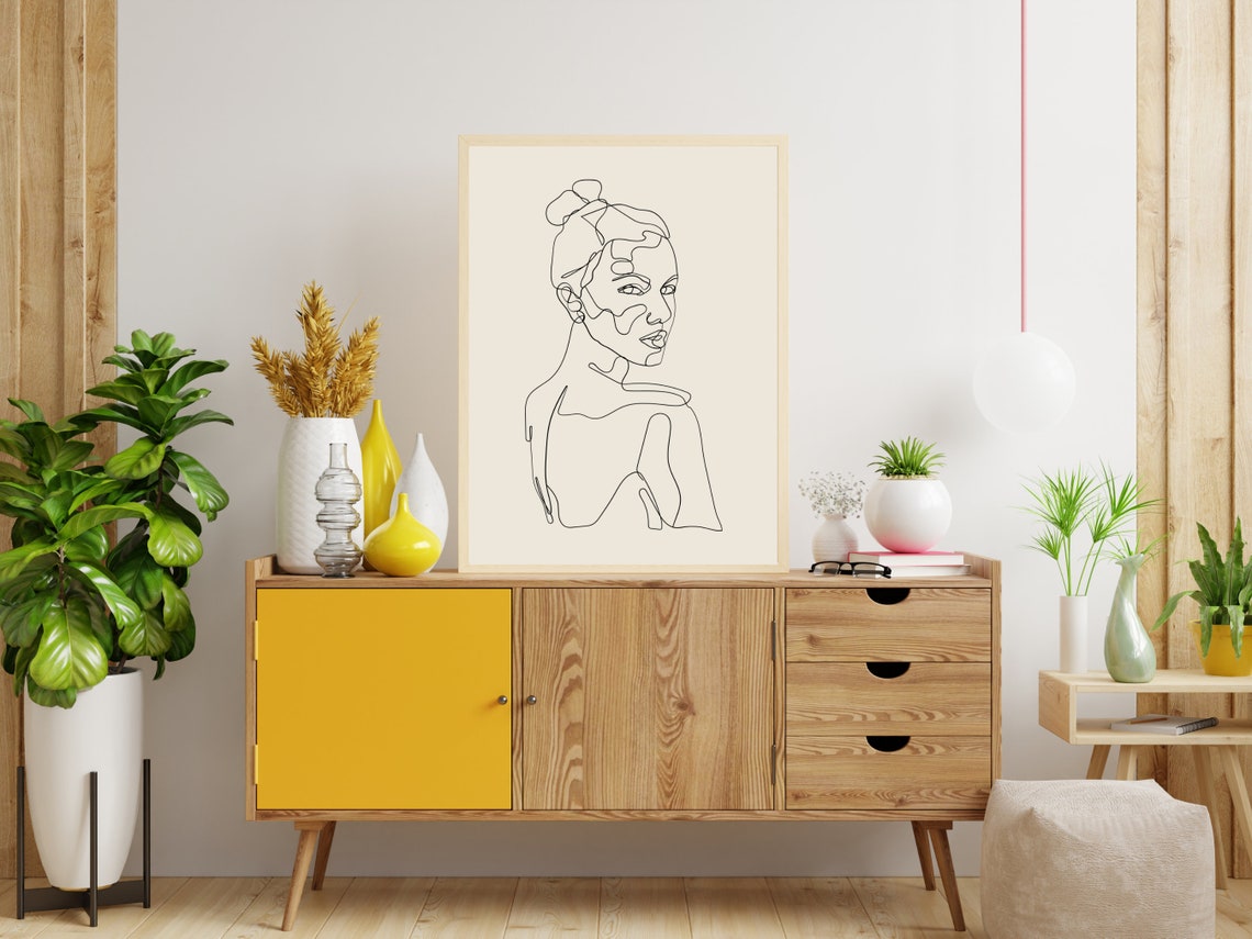 Women With Messy Bun Line Art Minimal Wall Art Female Body Art Women Body Wall Art Body Positivity Female Figure Art Print Art - Image 3
