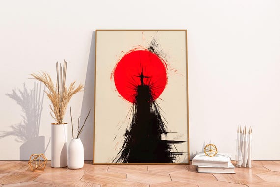 Minimalist Japanese Wall Art Print Abstract Wabi Sabi Poster Trendy Japandi Decor Modern Zen Home Rising Solitude