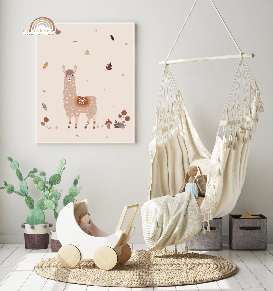 Cute Fluffy Alpaca Nursery Baby Room Animal Lover Decor Poster - Image 2