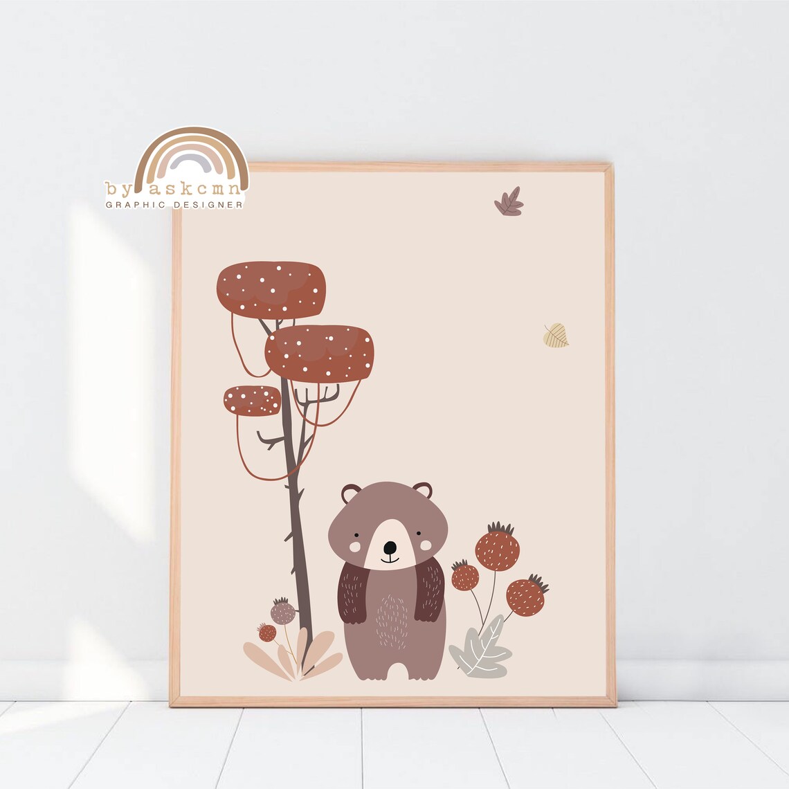 Sweet Baby Bear Nursery Woodland Berry Tree Kids Room Poster - Image 5