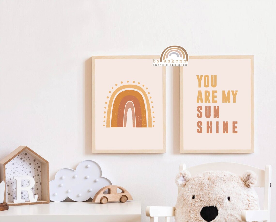 You Are My Sunshine Pastel Nursery Decor Nursery Wall Art Rainbow Wall Decor Rainbow Poster Living Room Art Print Boho Nursery Print - Image 3