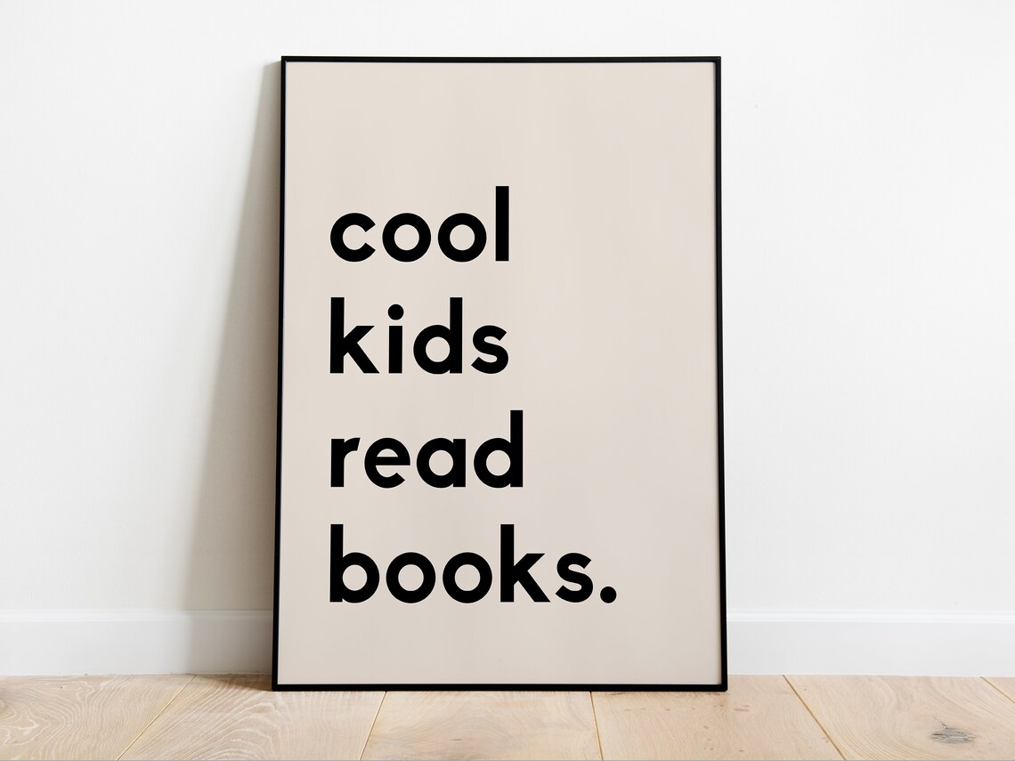 Beige Cool Kids Read Books Poster, Read Corner Decor - Image 2