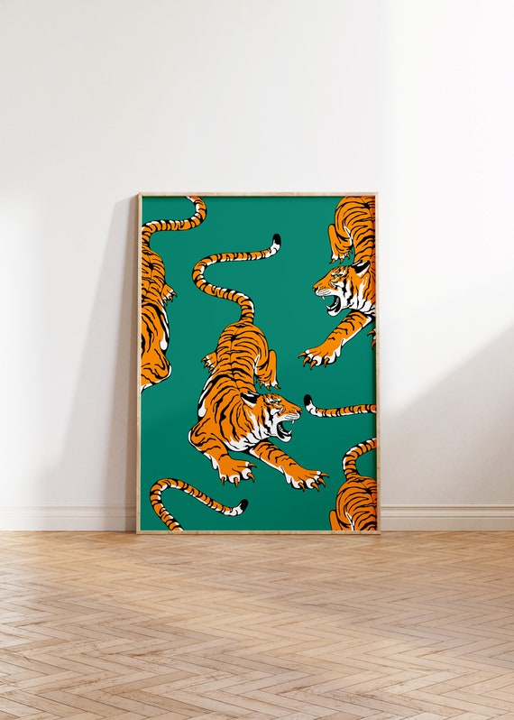 Roaring Tiger Print, Boho Jungle Poster