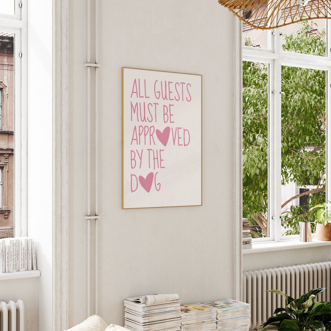 All Guests Approved By The Dog Funny Pink Quote Print Wall Art - Image 2