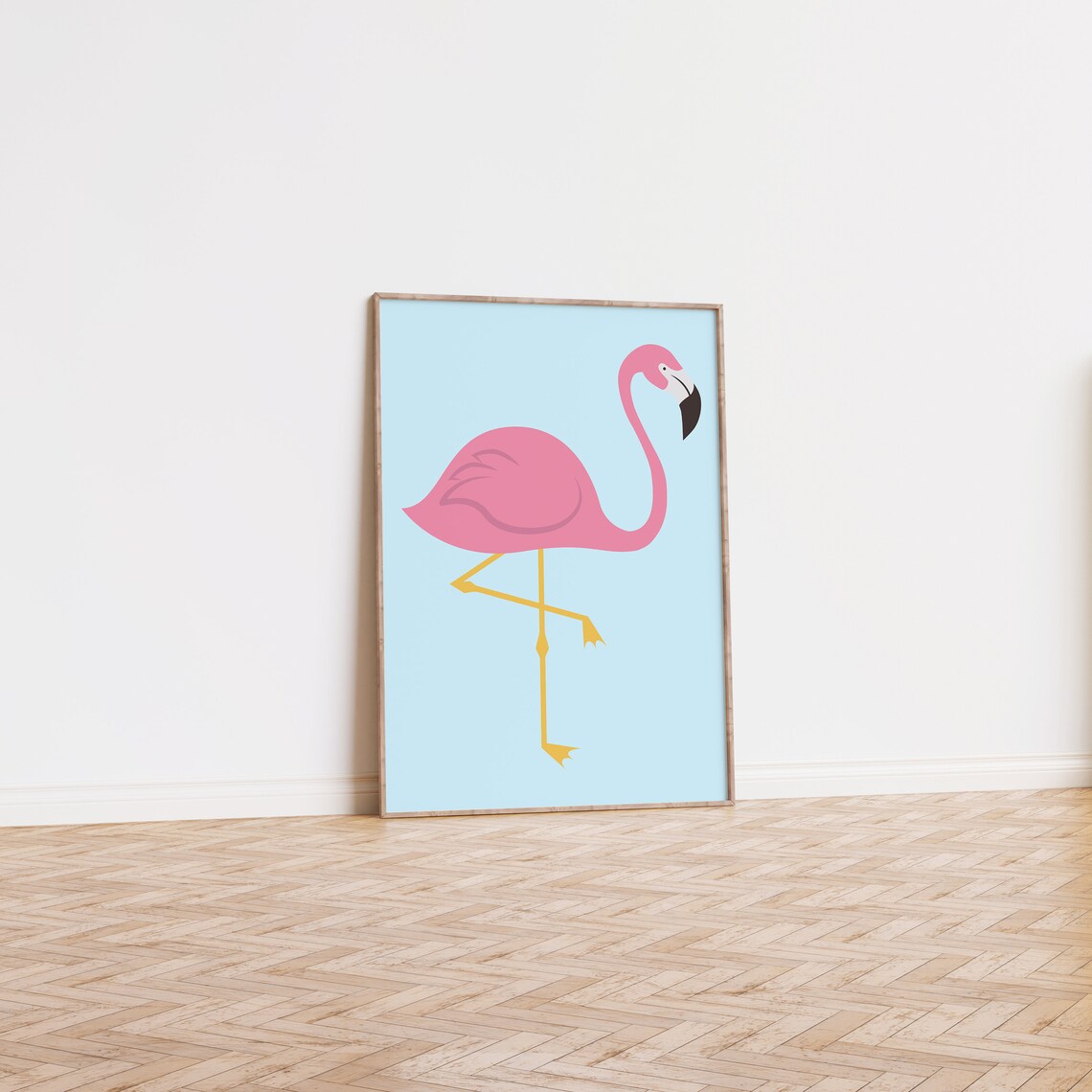 Blue Flamingo Minimal Art Print, Boho Bird Decor - Image 2