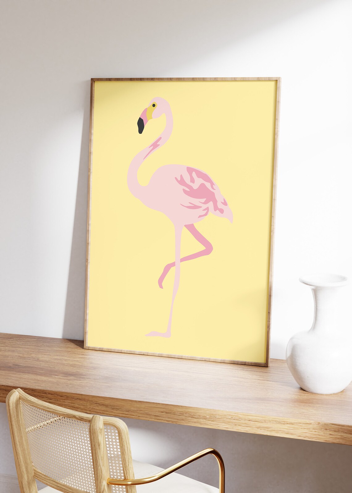 Flamingo Yellow Jungle Poster, Minimal Modern Art Print - Image 3