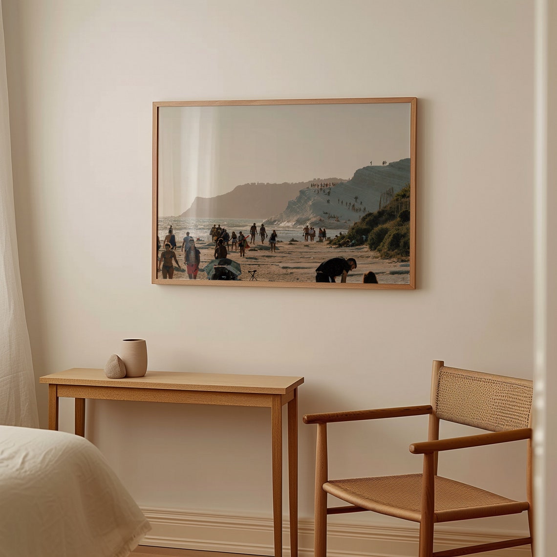 Sicily Italy Scala Dei Turchi White Cliffs Beach Summer Crowds Poster - Image 2