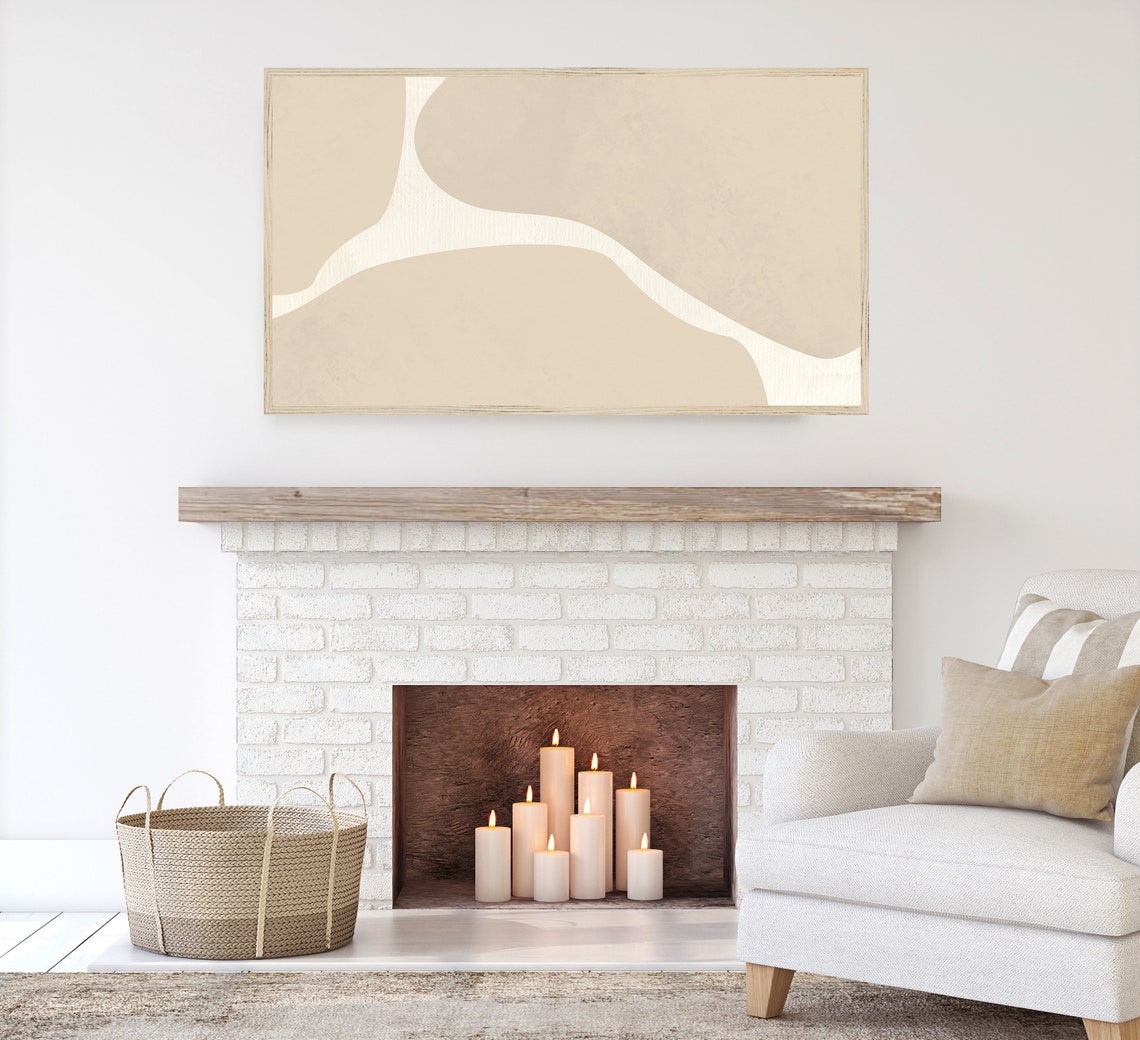 Beige Wavy Shapes Cream Path Modern Abstract Boho Neutral Art Poster - Image 3
