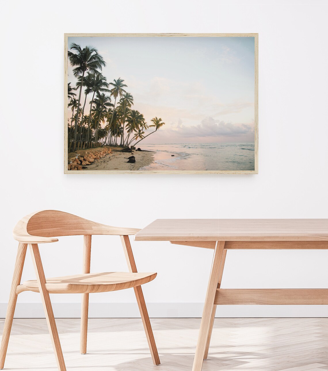 Pastel Ocean Sunset Palm Tree Print, Coastal Decor - Image 2