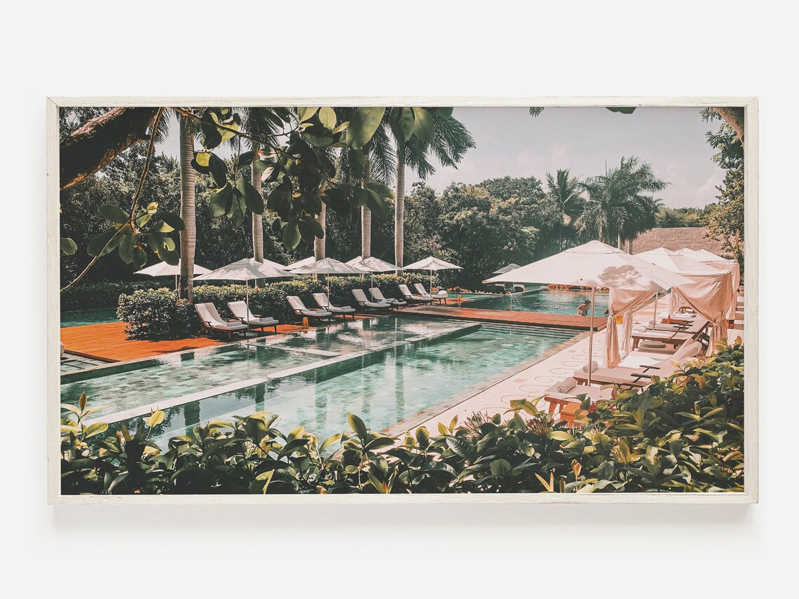 Poolside Summer Art, Boho Beach Travel Poster