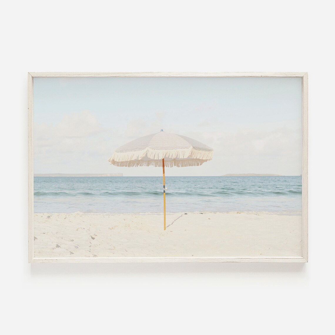 Beige Beach Umbrella Neutral Beach Photography Art Print
