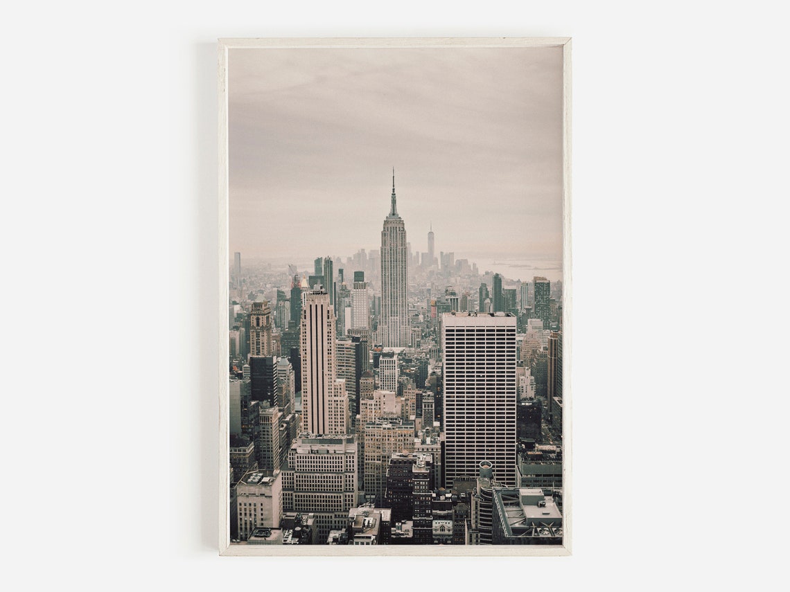 New York City Print Pastel City Photo Empire State Building Modern New York Nyc Photography New York Architecture Blush City Print