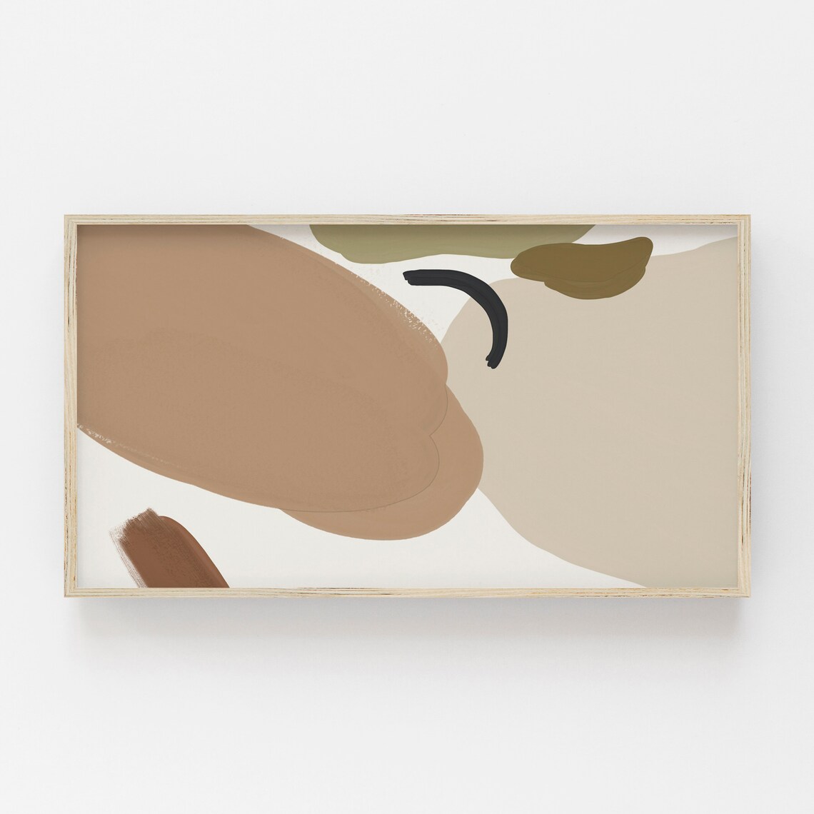Taupe Beige Abstract Black Arc Olive Shapes Modern Minimal Art Poster
