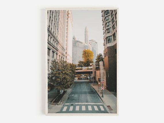 Chicago, Illinois Travel Poster, Architecture Cityscape