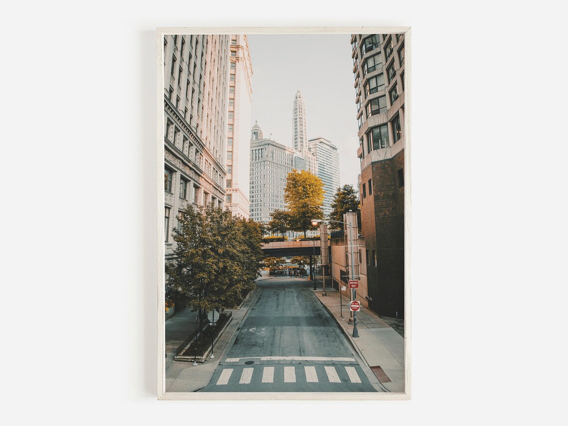 Chicago, Illinois Travel Poster, Architecture Cityscape