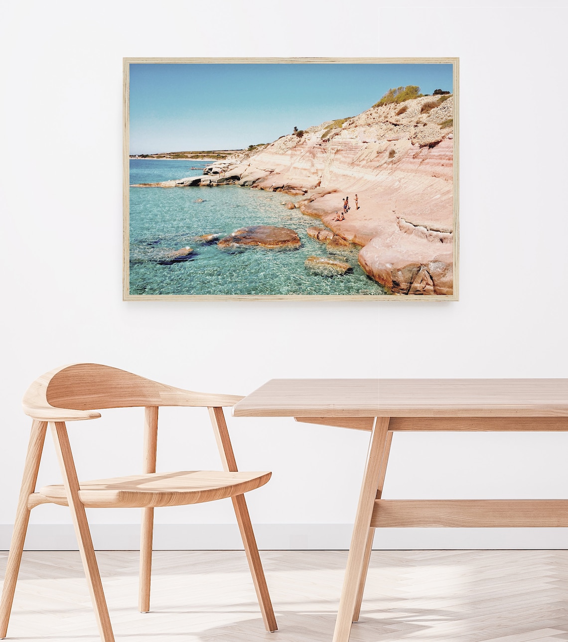 Sardinia Italy Pink Layered Cliff Coast Turquoise Sea Travel Poster - Image 4