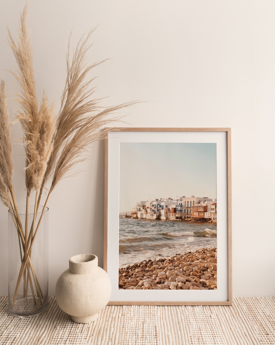 Greek Island Whitewashed Seaside Houses Rocky Shore Travel Poster - Image 2