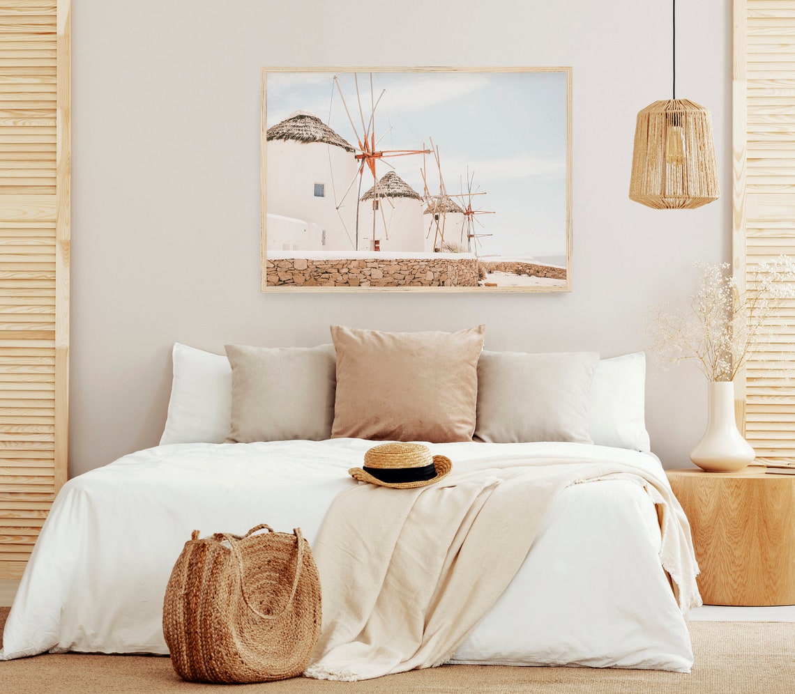 Mykonos Greece Traditional Windmills Stone Wall Cycladic Travel Poster - Image 3